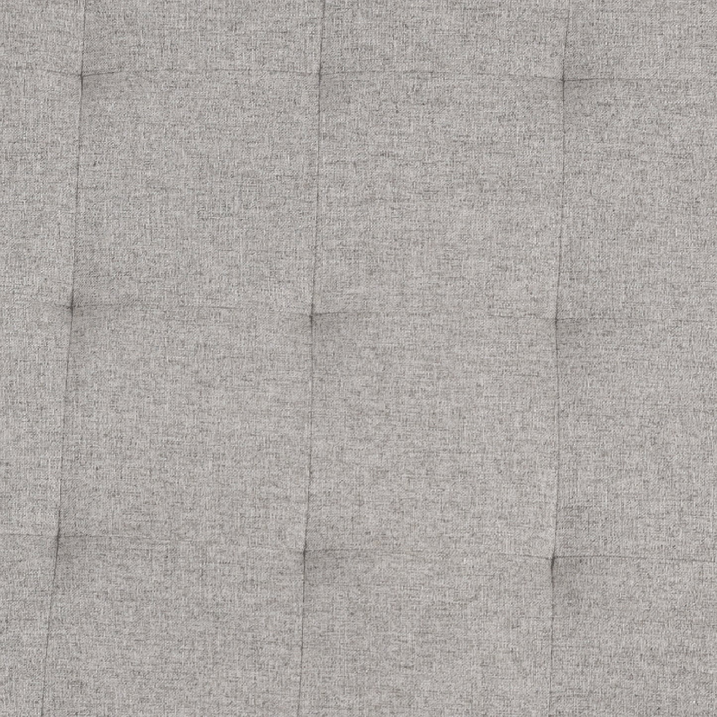Ashton 34" Round Cotton Linen Tufted Ottoman with Metal Frame, Gray Cotton Linen/Black Frame