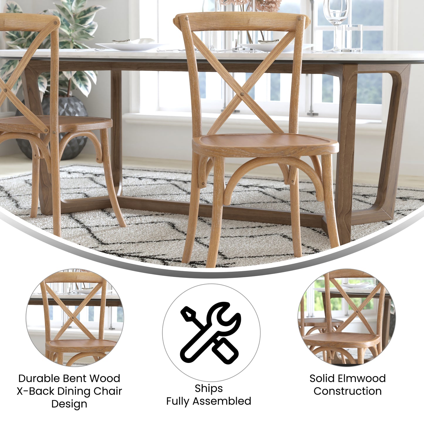 Advantage X-Back Chair with Hand Stained Medium White Grain Finish