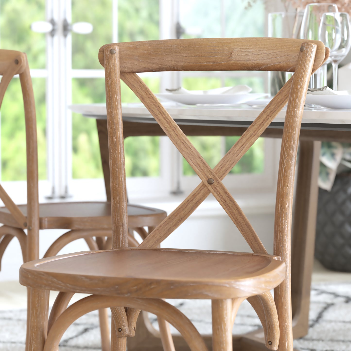 Advantage X-Back Chair with Hand Stained Medium White Grain Finish
