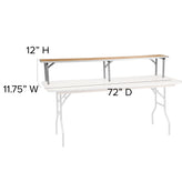 Amara 72'' x 12'' x 12'' Birchwood Bar Top Riser with Silver Legs