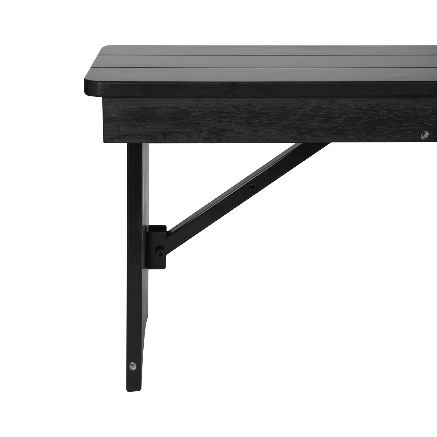 HERCULES 40" x 12" Black Wash Commercial Antique Solid Pine Farmhouse Folding Bench with Foldable Locking Legs