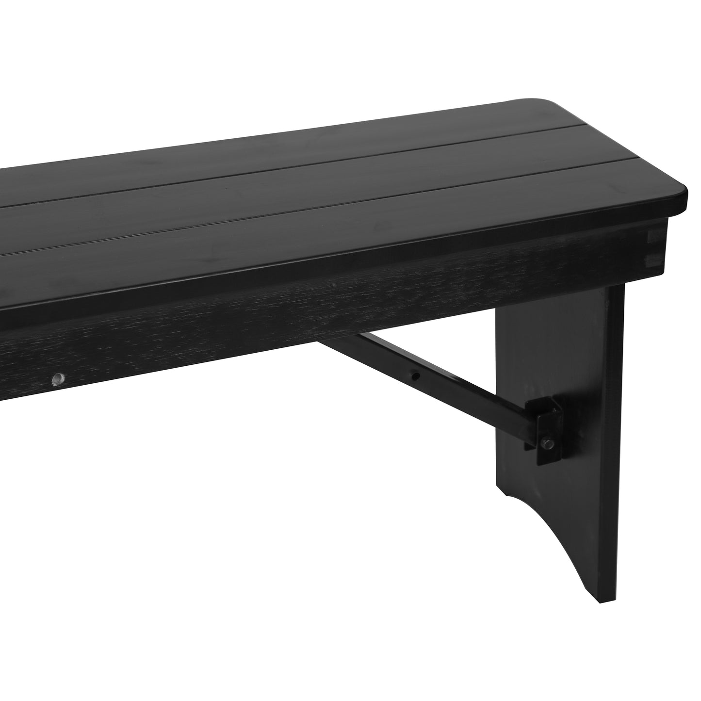 HERCULES 40" x 12" Black Wash Commercial Antique Solid Pine Farmhouse Folding Bench with Foldable Locking Legs