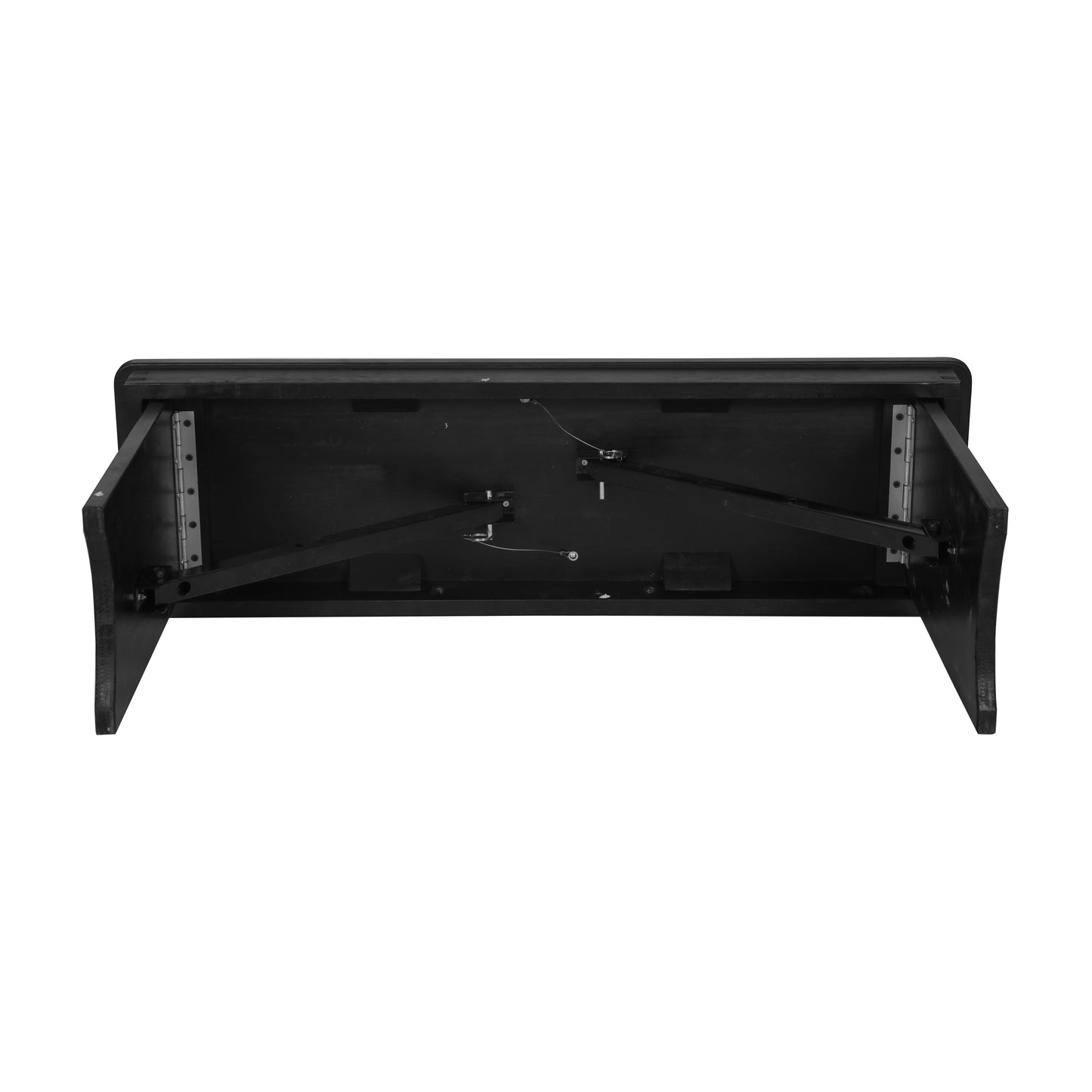 HERCULES 40" x 12" Black Wash Commercial Antique Solid Pine Farmhouse Folding Bench with Foldable Locking Legs