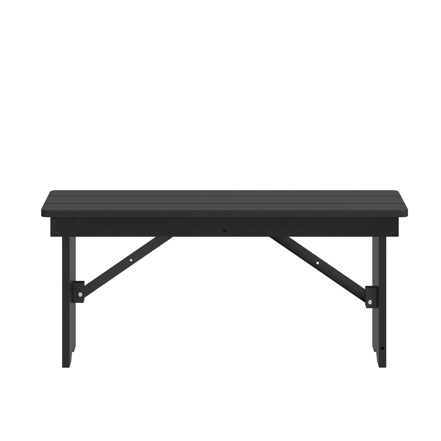 HERCULES 40" x 12" Black Wash Commercial Antique Solid Pine Farmhouse Folding Bench with Foldable Locking Legs