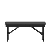 HERCULES 40" x 12" Black Wash Commercial Antique Solid Pine Farmhouse Folding Bench with Foldable Locking Legs