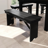 HERCULES 40" x 12" Black Wash Commercial Antique Solid Pine Farmhouse Folding Bench with Foldable Locking Legs