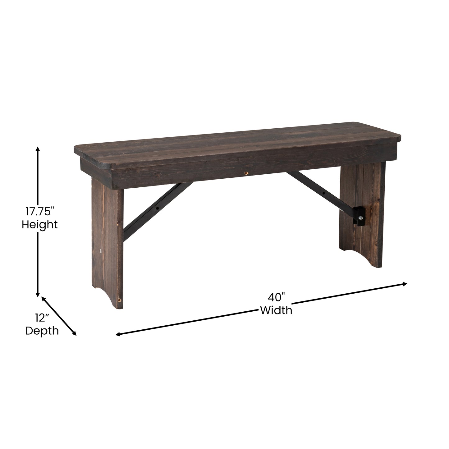 HERCULES 40'' x 12'' Mahogany Solid Pine Folding Farm Bench
