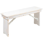 HERCULES Series 40" x 12" Antique Rustic White Solid Pine Folding Farm Bench