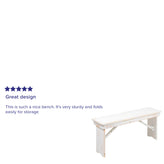 HERCULES Series 40" x 12" Antique Rustic White Solid Pine Folding Farm Bench