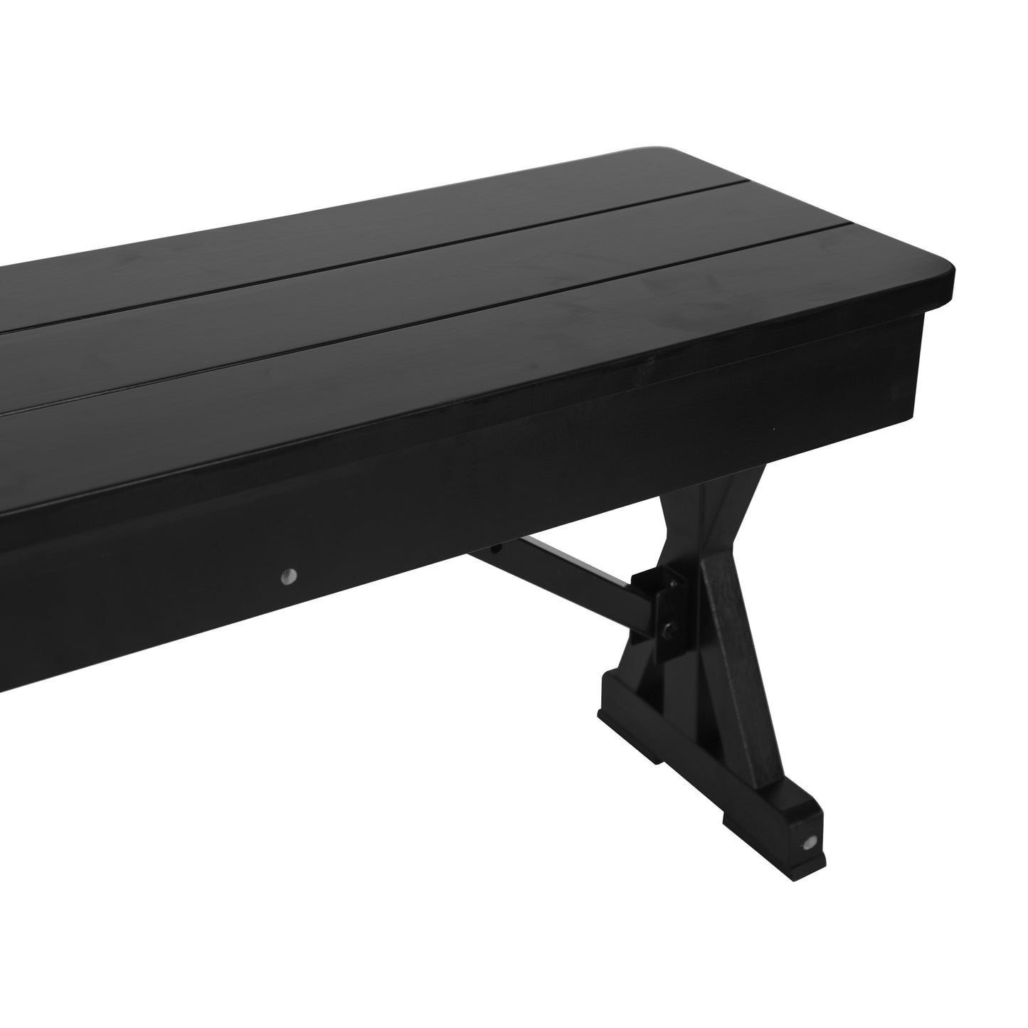 HERCULES 40" x 12" Black Wash Commercial Antique Solid Pine Farmhouse Folding Bench with Foldable Locking X-Legs