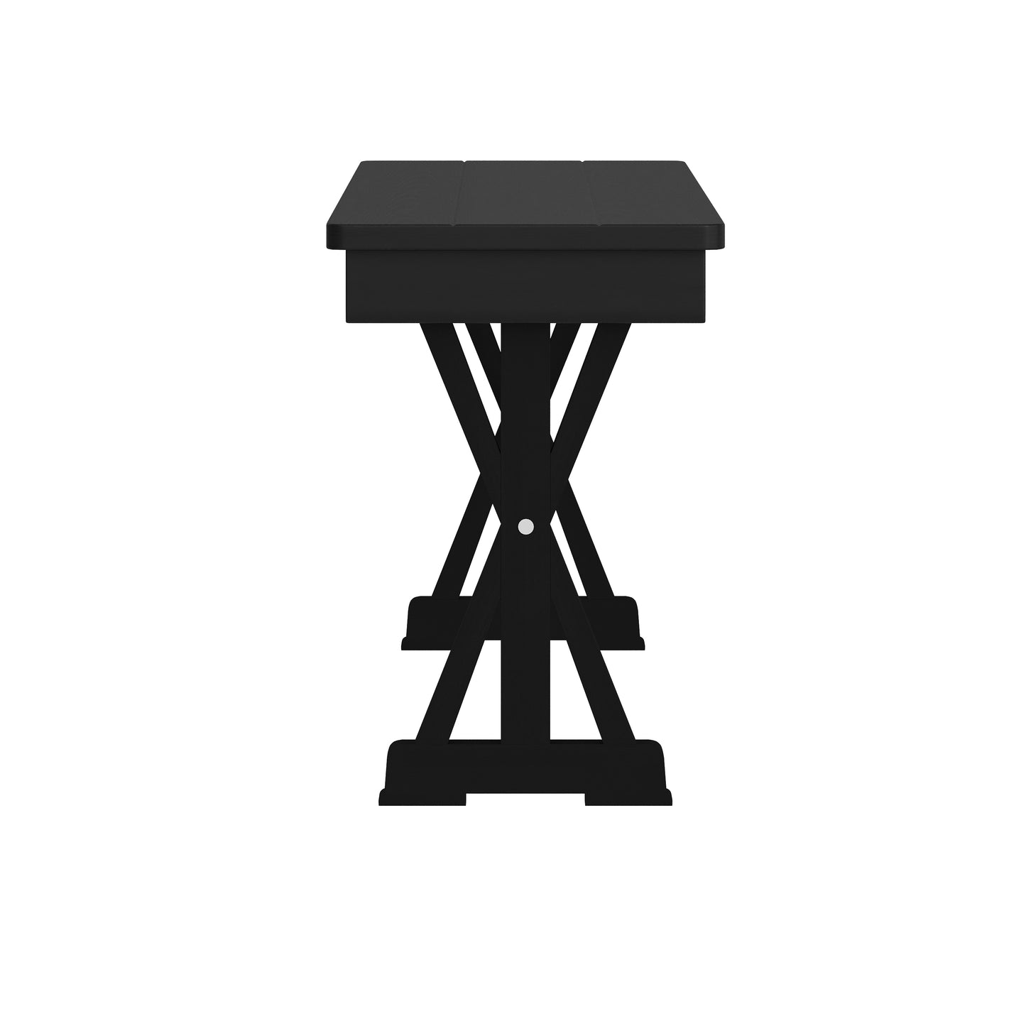 HERCULES 40" x 12" Black Wash Commercial Antique Solid Pine Farmhouse Folding Bench with Foldable Locking X-Legs