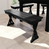 HERCULES 40" x 12" Black Wash Commercial Antique Solid Pine Farmhouse Folding Bench with Foldable Locking X-Legs