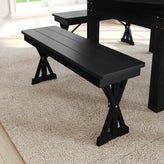HERCULES 40" x 12" Black Wash Commercial Antique Solid Pine Farmhouse Folding Bench with Foldable Locking X-Legs