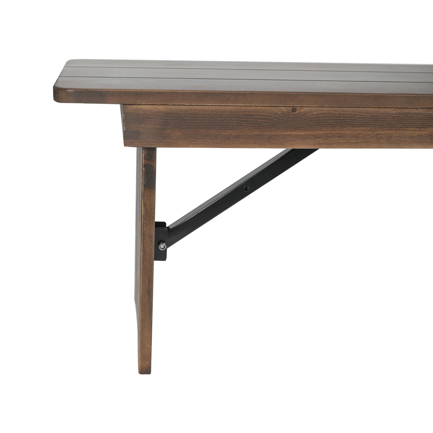 HERCULES 60" x 12" Antique Rustic Commercial Antique Solid Pine Farmhouse Folding Bench with Foldable Locking Legs