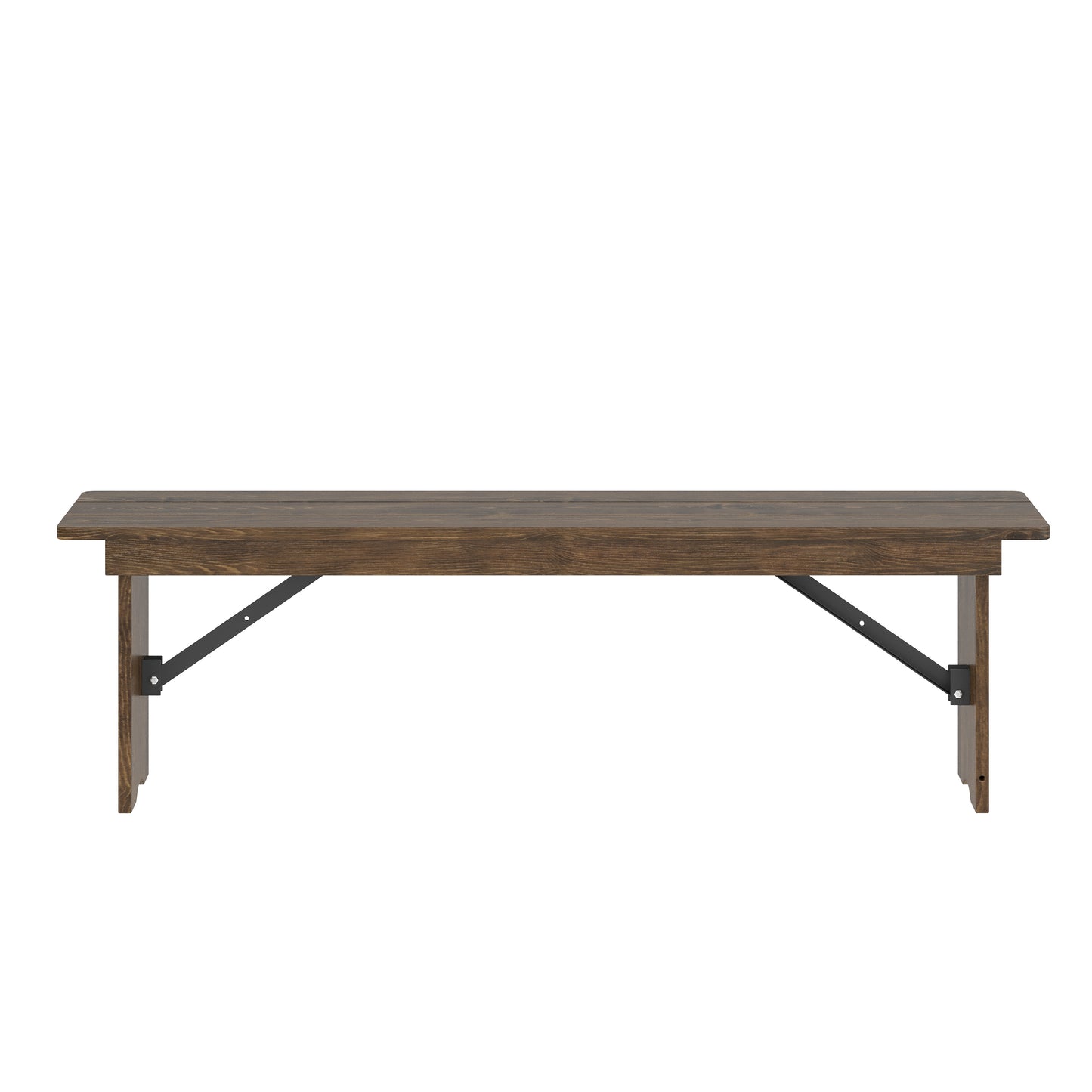 HERCULES 60" x 12" Antique Rustic Commercial Antique Solid Pine Farmhouse Folding Bench with Foldable Locking Legs