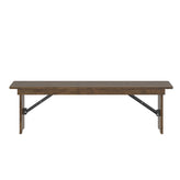 HERCULES 60" x 12" Antique Rustic Commercial Antique Solid Pine Farmhouse Folding Bench with Foldable Locking Legs