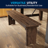 HERCULES 60" x 12" Antique Rustic Commercial Antique Solid Pine Farmhouse Folding Bench with Foldable Locking Legs
