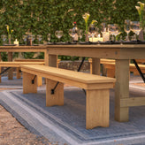 HERCULES 8' x 12'' Antique Rustic Light Natural Solid Pine Folding Farm Bench with 3 Legs