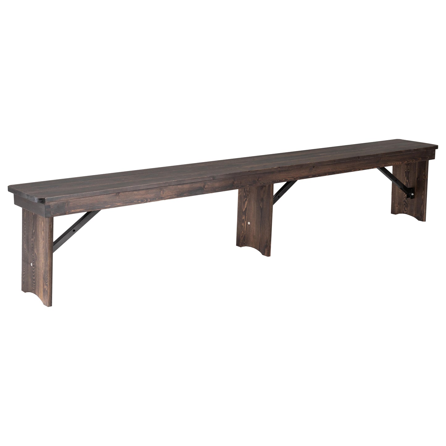 HERCULES 8' x 12" Antique Rustic Mahogany Solid Pine Folding Farm Bench with 3 Legs