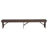 HERCULES 8' x 12" Antique Rustic Mahogany Solid Pine Folding Farm Bench with 3 Legs