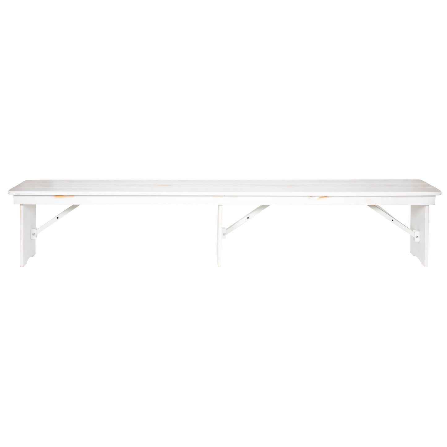 HERCULES Series 8' x 12" Antique Rustic Solid White Pine Folding Farm Bench with 3 Legs
