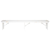 HERCULES Series 8' x 12" Antique Rustic Solid White Pine Folding Farm Bench with 3 Legs