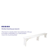 HERCULES Series 8' x 12" Antique Rustic Solid White Pine Folding Farm Bench with 3 Legs
