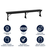 HERCULES 8' x 12'' Black Wash Commercial Antique Solid Pine Farmhouse Folding Bench with Foldable Locking X-Legs