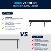 HERCULES 8' x 12'' Black Wash Commercial Antique Solid Pine Farmhouse Folding Bench with Foldable Locking X-Legs