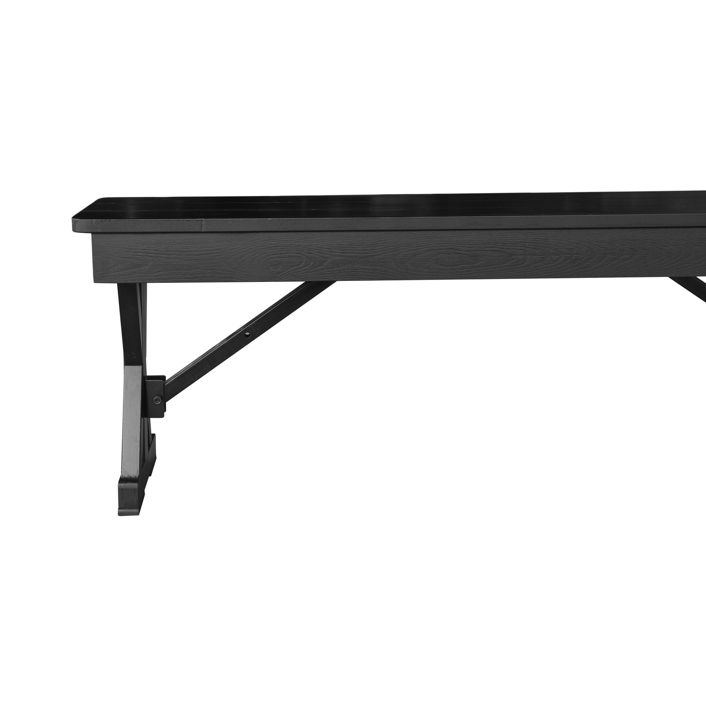 HERCULES 8' x 12'' Black Wash Commercial Antique Solid Pine Farmhouse Folding Bench with Foldable Locking X-Legs