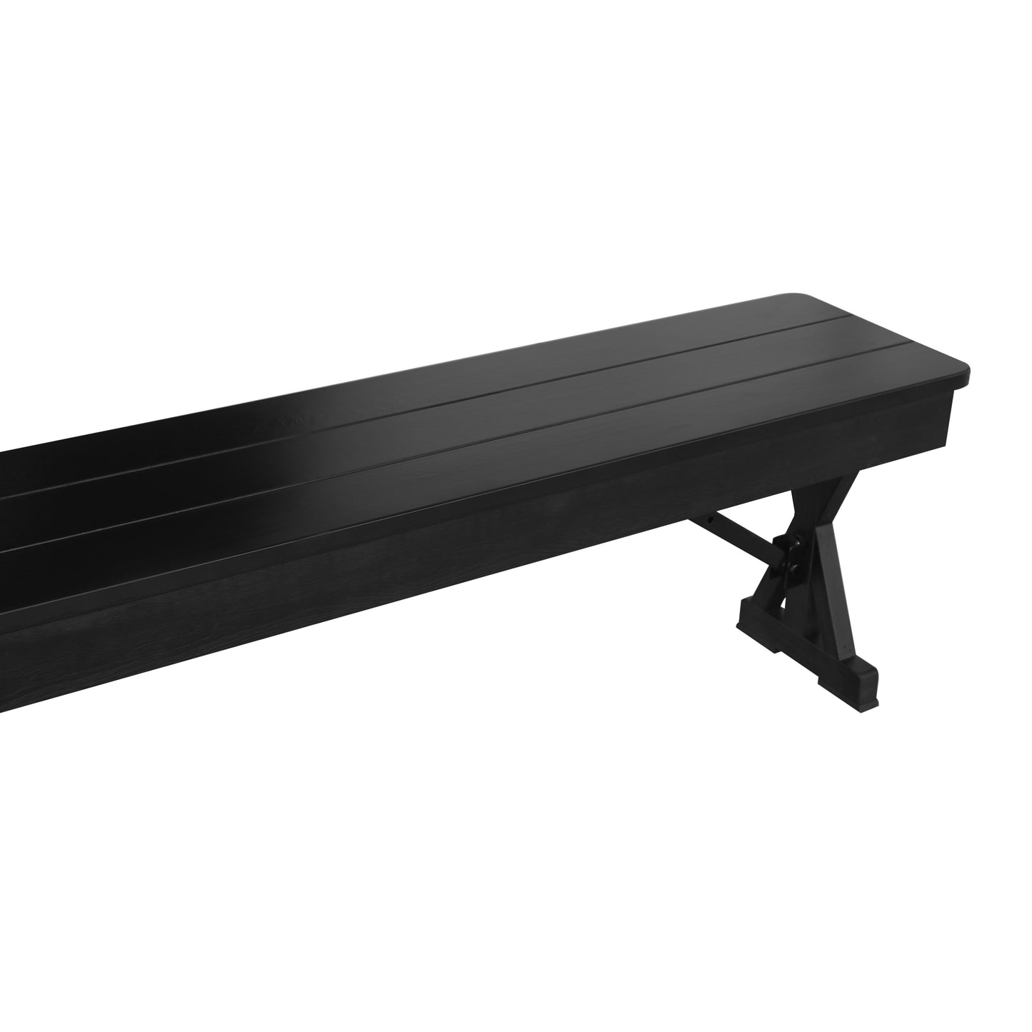 HERCULES 8' x 12'' Black Wash Commercial Antique Solid Pine Farmhouse Folding Bench with Foldable Locking X-Legs