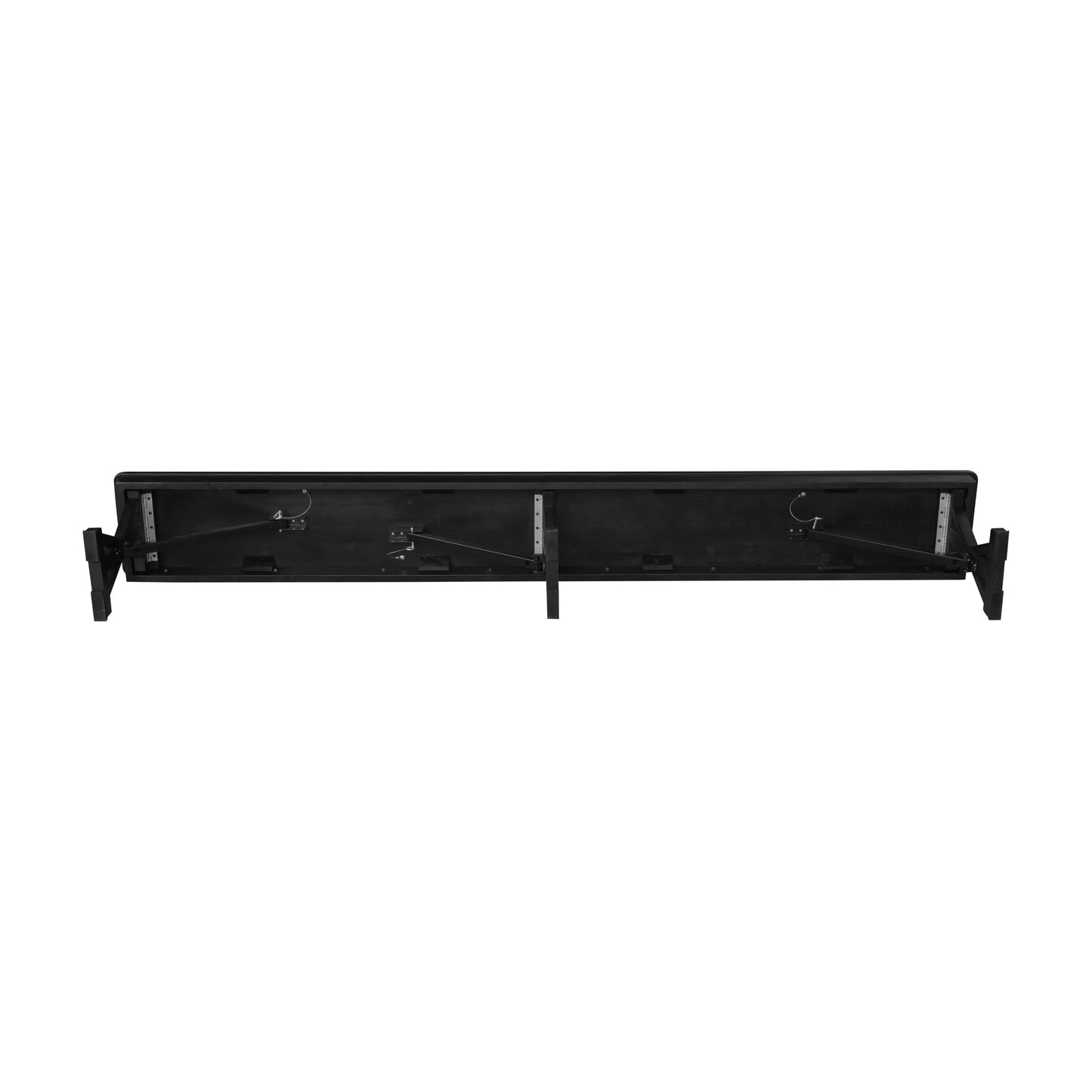 HERCULES 8' x 12'' Black Wash Commercial Antique Solid Pine Farmhouse Folding Bench with Foldable Locking X-Legs