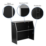 Amara 4' Black Laminate Foldable Bar - Portable Event Bar