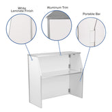 Amara 4' White Laminate Foldable Bar - Portable Event Bar