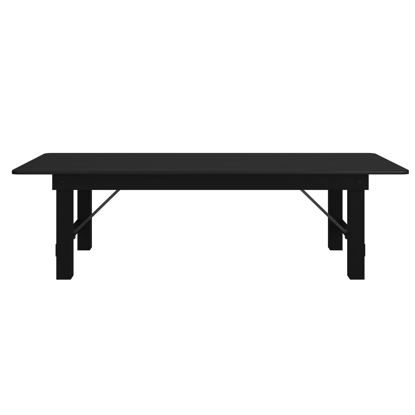 HERCULES 9' x 40" Rectangular Black Wash Commercial Farmhouse Folding Table, Antique Rustic Solid Pine Dining Room Table with Foldable Locking Legs