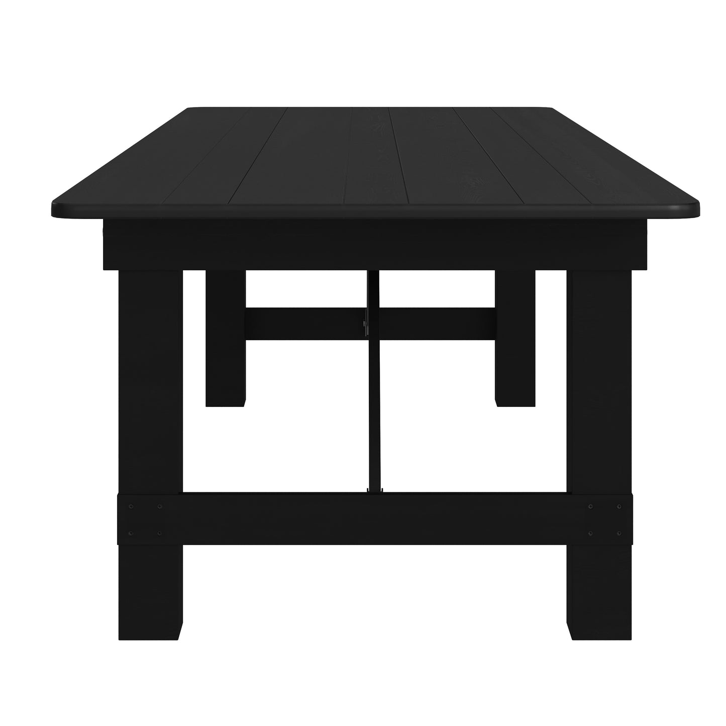 HERCULES 9' x 40" Rectangular Black Wash Commercial Farmhouse Folding Table, Antique Rustic Solid Pine Dining Room Table with Foldable Locking Legs