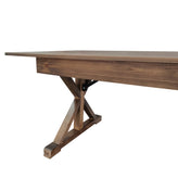 HERCULES 9' x 40" Rectangular Antique Rustic Solid Pine Folding Farm Table with X Legs
