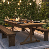 HERCULES 9' x 40" Rectangular Antique Rustic Solid Pine Folding Farm Table with X Legs