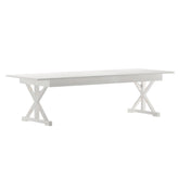 HERCULES 9' x 40" Rectangular Antique Rustic White Solid Pine Folding Farm Table with X Legs