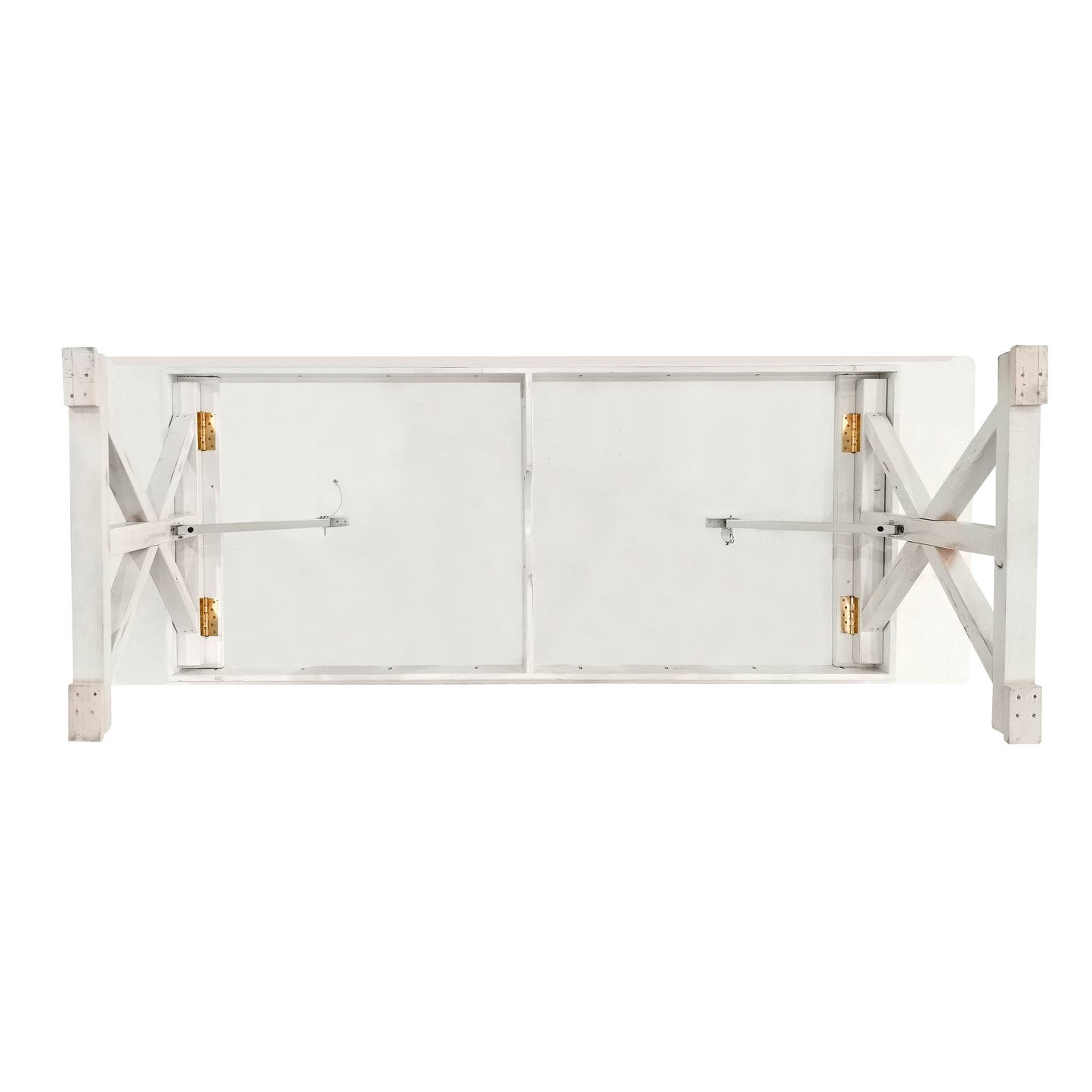 HERCULES 9' x 40" Rectangular Antique Rustic White Solid Pine Folding Farm Table with X Legs