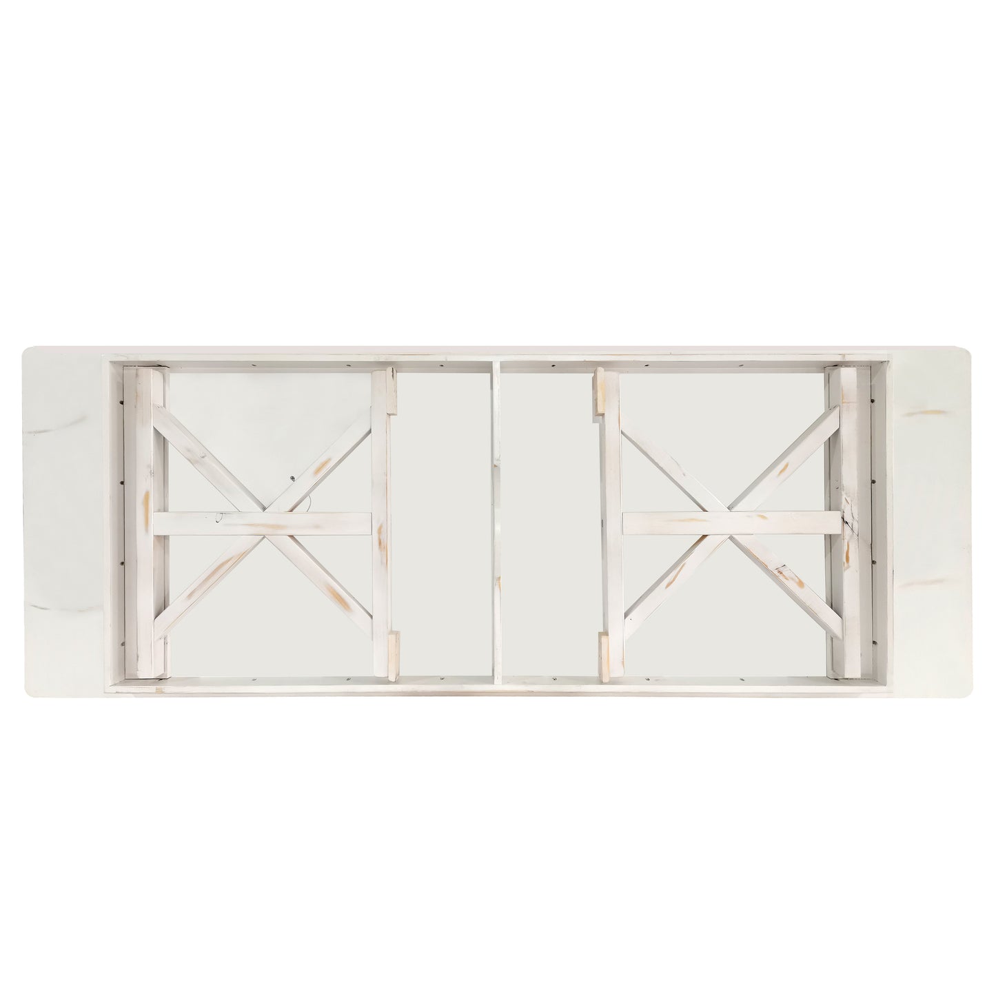 HERCULES 9' x 40" Rectangular Antique Rustic White Solid Pine Folding Farm Table with X Legs