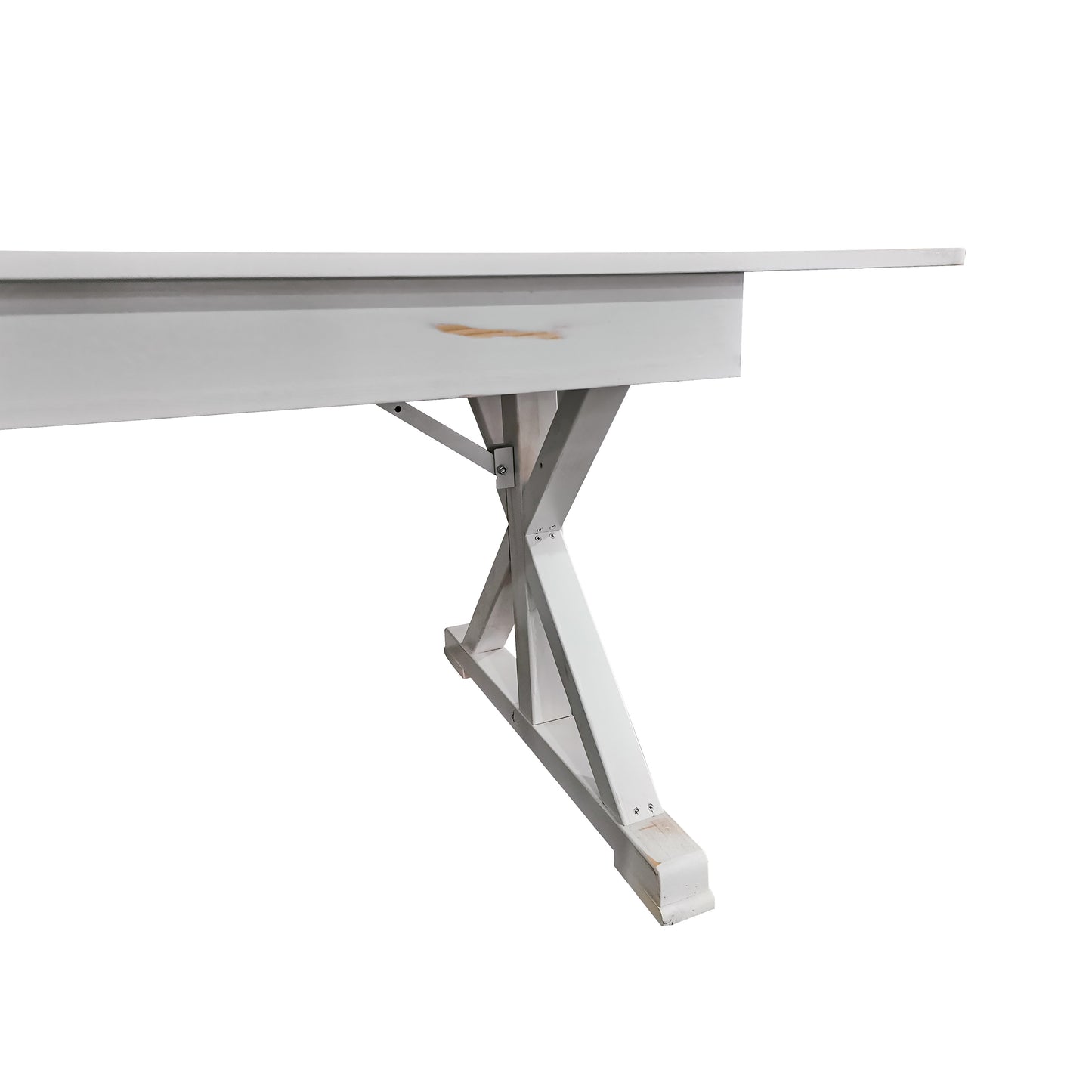 HERCULES 9' x 40" Rectangular Antique Rustic White Solid Pine Folding Farm Table with X Legs