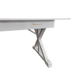 HERCULES 9' x 40" Rectangular Antique Rustic White Solid Pine Folding Farm Table with X Legs