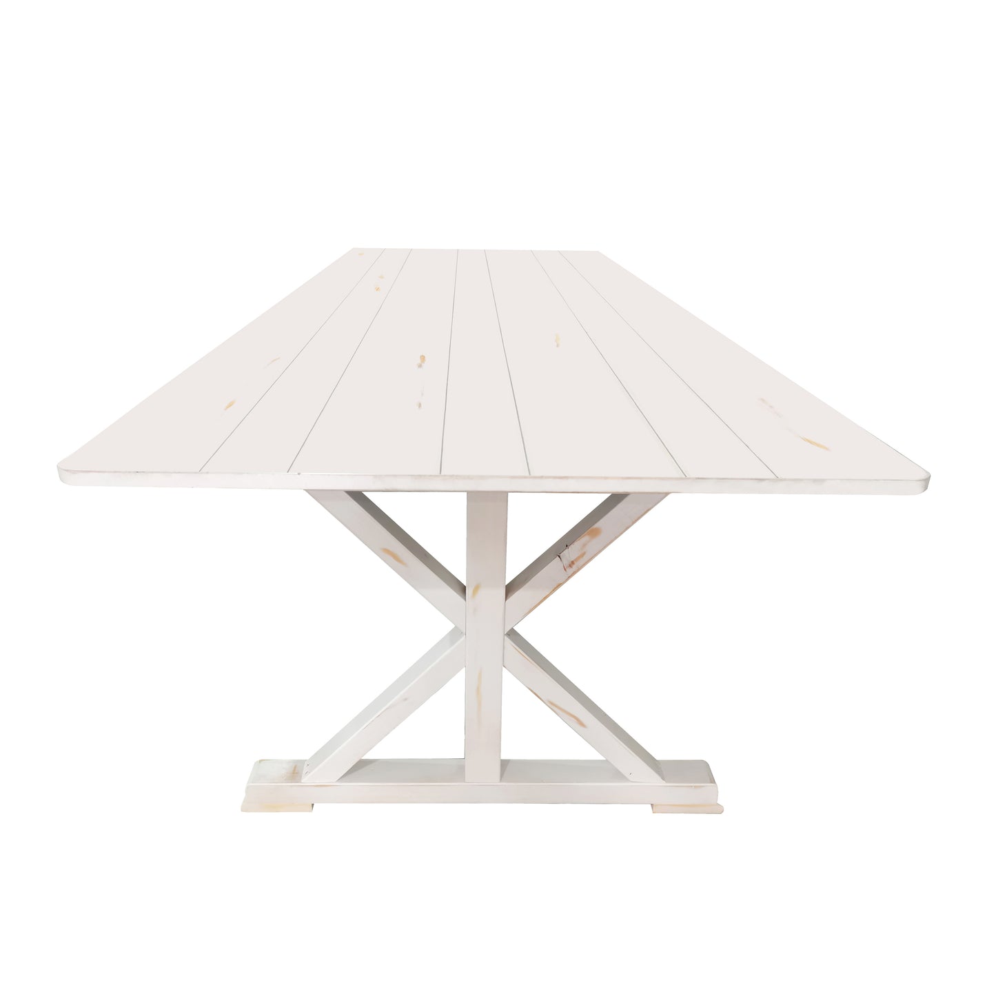 HERCULES 9' x 40" Rectangular Antique Rustic White Solid Pine Folding Farm Table with X Legs