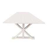HERCULES 9' x 40" Rectangular Antique Rustic White Solid Pine Folding Farm Table with X Legs