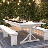 HERCULES 9' x 40" Rectangular Antique Rustic White Solid Pine Folding Farm Table with X Legs