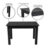 HERCULES 46" x 30" Rectangular Black Wash Solid Pine Farm Dining Table