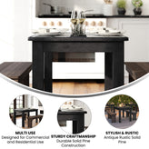 HERCULES 46" x 30" Rectangular Black Wash Solid Pine Farm Dining Table