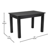 HERCULES 46" x 30" Rectangular Black Wash Solid Pine Farm Dining Table