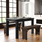 HERCULES 46" x 30" Rectangular Black Wash Solid Pine Farm Dining Table